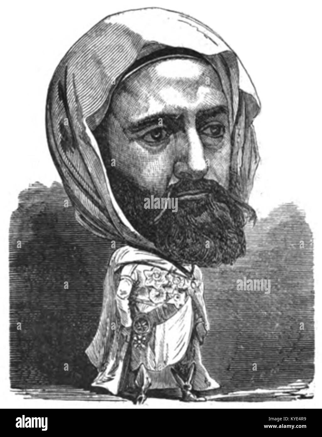 Il ritratto tratto dalla serie «le Trombinoscope» di Touchatout raffigura una figura notevole in forma di caricatura, mescolando il disegno di linee e la ritrattistica satirica tipica della stampa settimanale francese degli anni '1870 Foto Stock