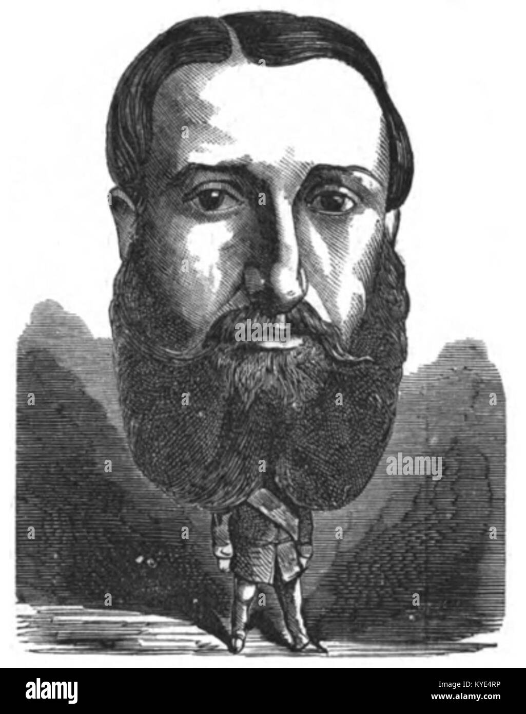 Ritratto di una notevole figura francese in le Trombinoscope di Touchatout, che combina caricature, illustrazioni e commenti sociali tipici dei periodici del XIX secolo. Foto Stock