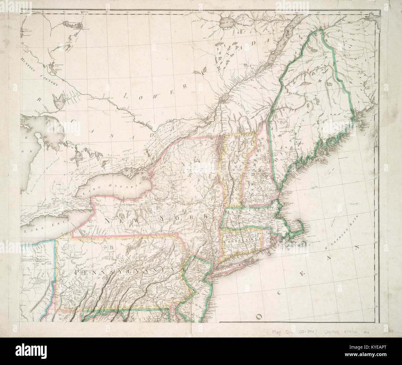 Questa mappa di grande formato intitolata United States of North America = carte des États-Unis de l'Amérique Septentrionale (1812) fu incisa da P.F. Tardieu su Aaron Arrowsmith e pubblicata a Parigi, mostrando il territorio degli Stati Uniti all'epoca. Collezioni digitali NYPL+1 Foto Stock