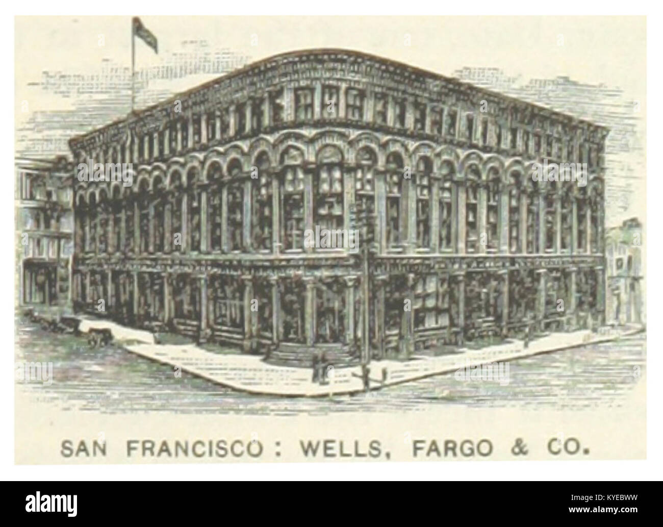 Un documento del 1891 relativo a Wells, Fargo & Company a San Francisco, California, evidenziava le operazioni dell'azienda nel settore bancario, del trasporto espresso e dei servizi finanziari durante la fine del XIX secolo. Foto Stock