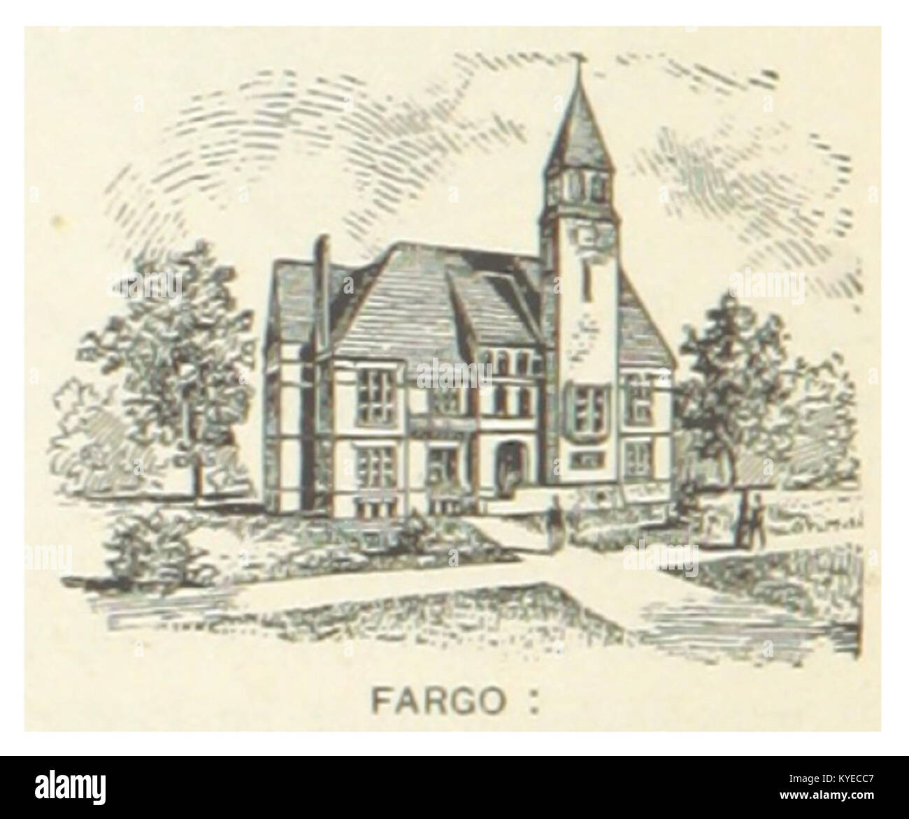 Una vista del 1891 di Fargo, Dakota del Nord, che mostra il primo sviluppo urbano e l'architettura di una crescente città del Midwest durante la fine del XIX secolo. Foto Stock