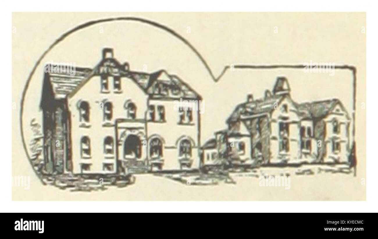 Un'illustrazione del 1891 della School for the Deaf and Mutes a Sioux Falls, South Dakota, che mostra l'architettura e il ruolo educativo dell'edificio. Foto Stock