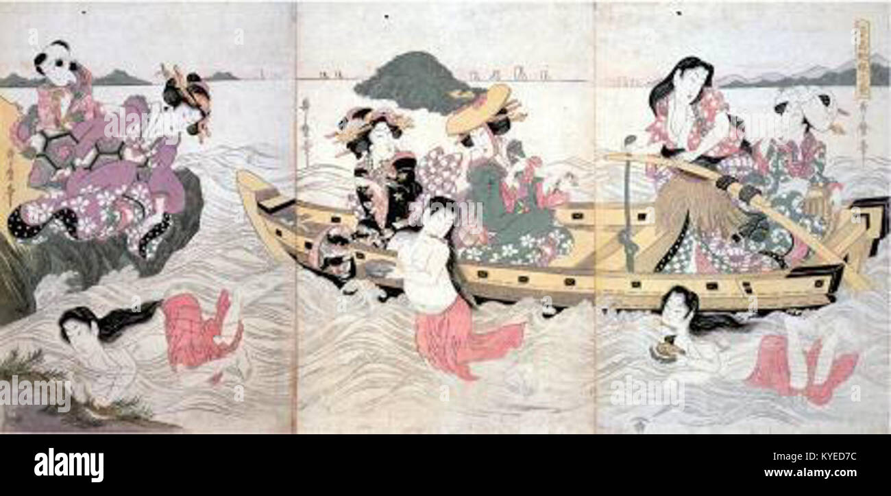 Utamaro (XVIII secolo) Enoshima Awabi-ryō no Zu Foto Stock