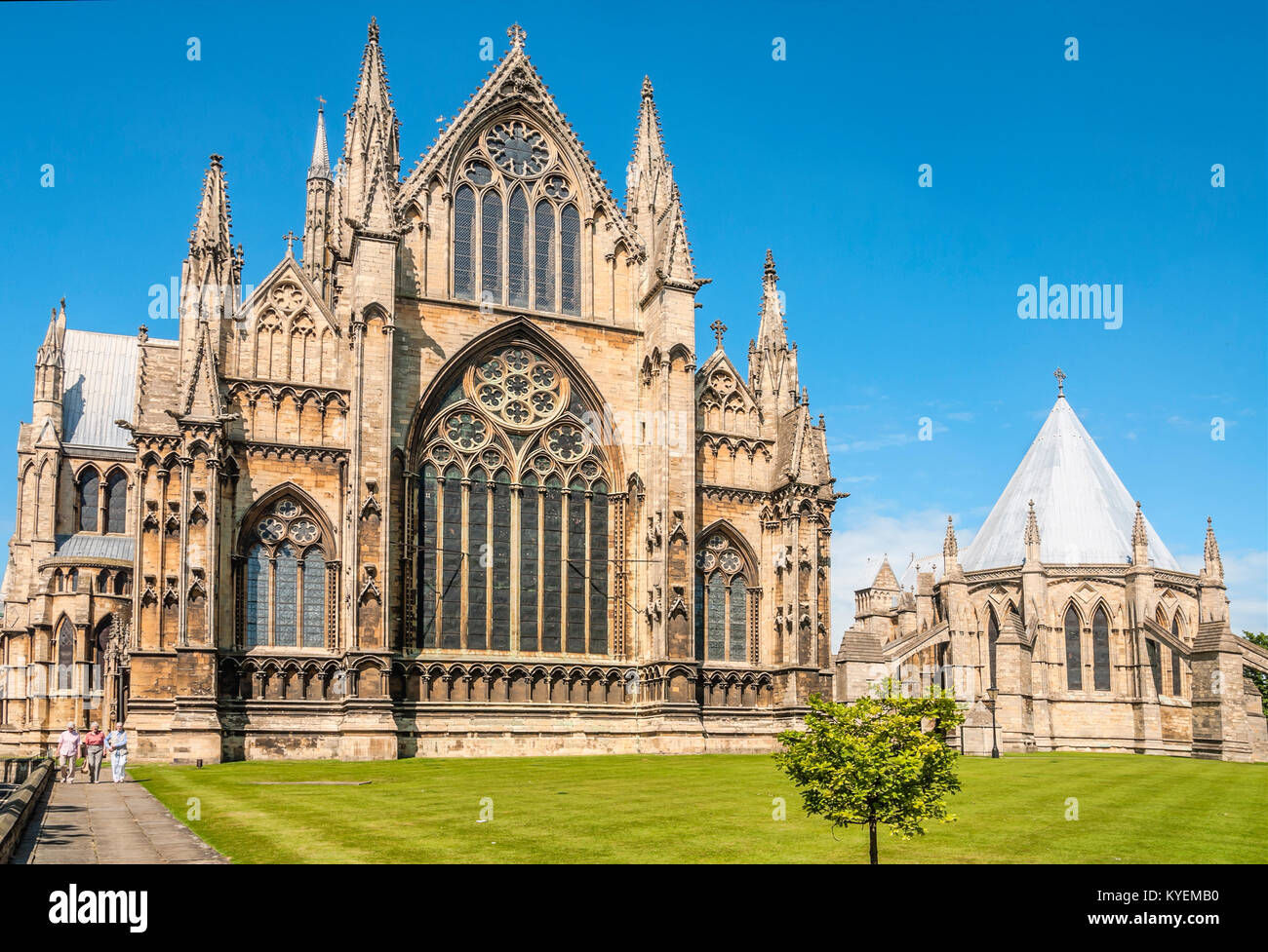 La Cattedrale di Lincoln, nella città vecchia, è una storica cattedrale anglicana di Lincoln in Inghilterra Foto Stock