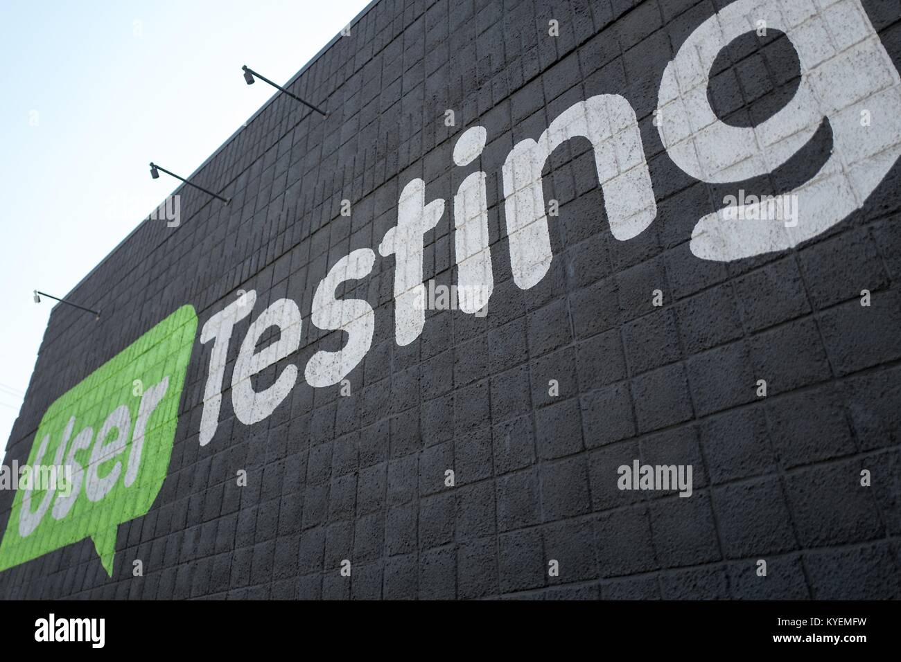 Segno per l'esperienza utente azienda test test utente nel sud del mercato (SOMA) quartiere di San Francisco, California, 13 ottobre 2017. SoMa è noto per avere una delle più alte concentrazioni di aziende di tecnologia e di startup di qualsiasi altra regione del mondo. () Foto Stock