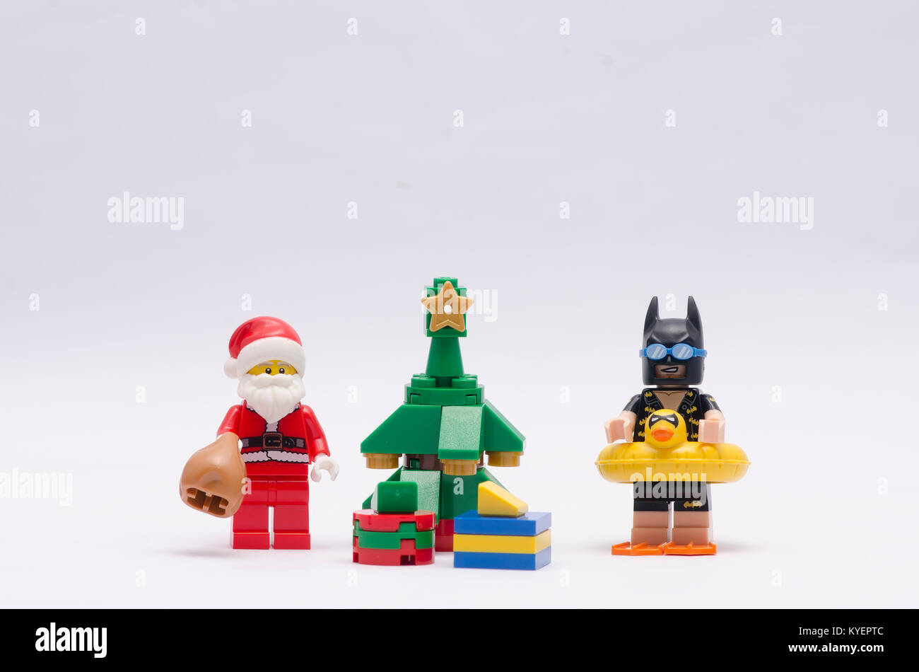 Lego Batman e Darth Vader per celebrare il nuovo anno 2018 Foto Stock