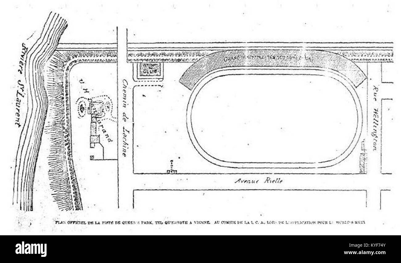 Il progetto datato 6 maggio 1899 mostra il progetto del Queen's Park Velodrome a Glasgow, Scozia, che comprende il circuito ovale, gli angoli bancari, le tribune degli spettatori e il piano strutturale. Foto Stock