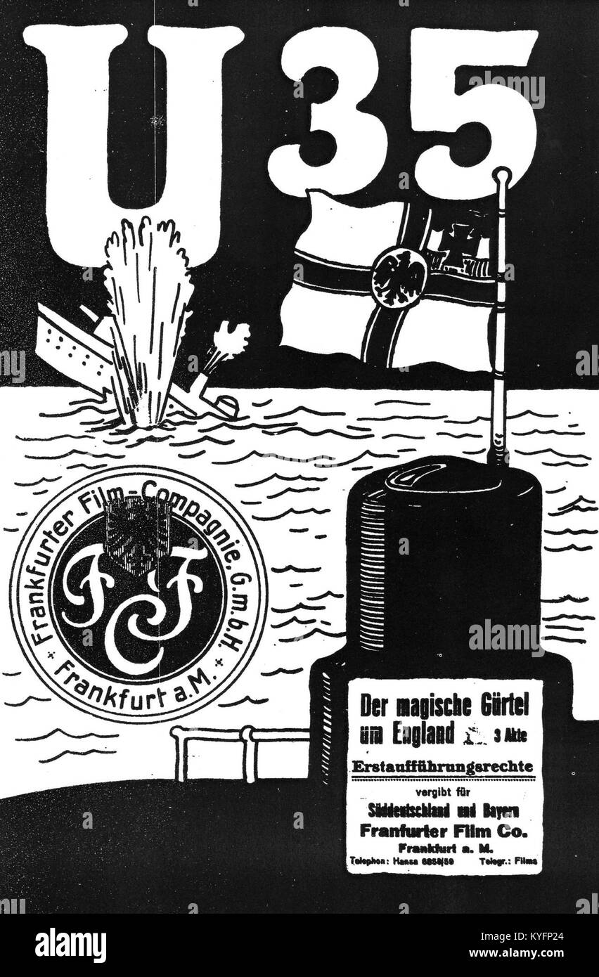 1917 pubblicità per il film tedesco "Der magische Gürtel", che mette in evidenza i primi metodi di marketing cinematografico e promozionali. Foto Stock