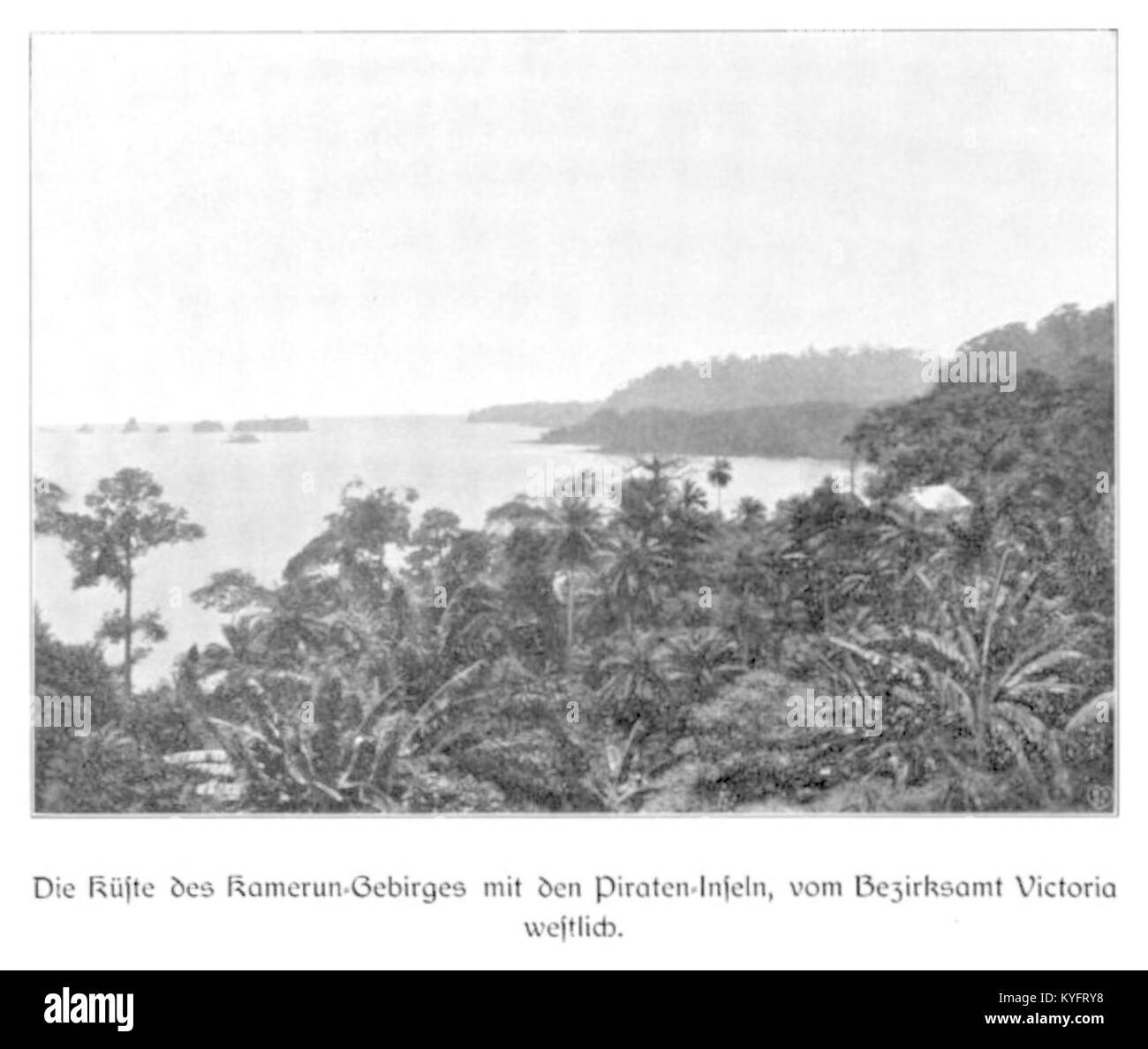 La mappa di Wohltmann del 1904 illustra la costa dei monti Camerun e le isole Pirate, documentando la geografia e il contesto coloniale della regione in Africa. Foto Stock