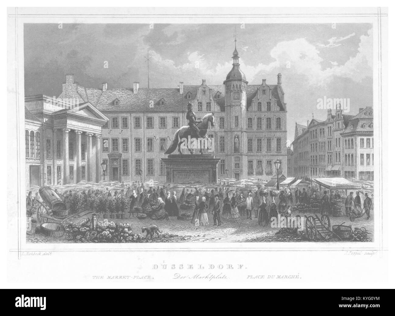 Una pubblicazione del 1852 collegata a Düsseldorf, probabilmente di Poppel, che documenta lo sviluppo urbano, la cultura o l'arte del XIX secolo nella città tedesca. Foto Stock