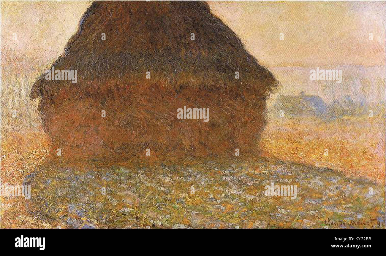 Poss 1288 Grainstack nella luce del sole, 1891, Meule au soleil, olio su tela, 60 x 100 cm, Zurigo, Kunsthaus di Zurigo Foto Stock