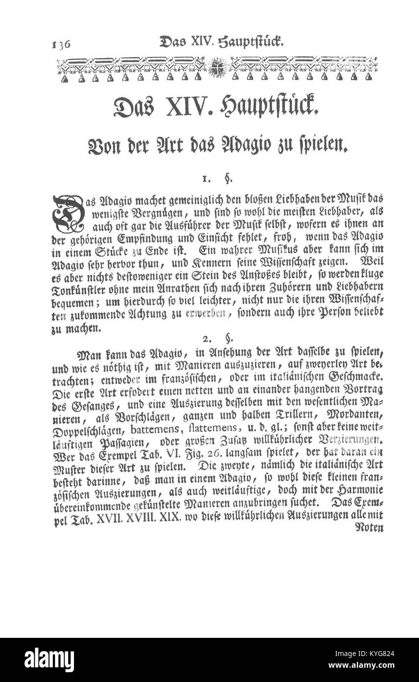 Il "Versuch über die Flöte" di Quantz del 1752 è un trattato storico sul flauto, che fornisce una guida tecnica e approfondimenti teorici sulla musica classica e l'esecuzione. Foto Stock