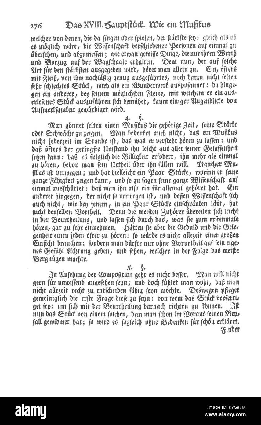 L'edizione 1752 di "Versuch" di Quantz si concentra sulle tecniche di flauto e sulla teoria della musica. In questa pagina, 276, vengono approfonditi esercizi e metodi specifici per migliorare l'esecuzione del flauto, un testo chiave per i musicisti. Foto Stock