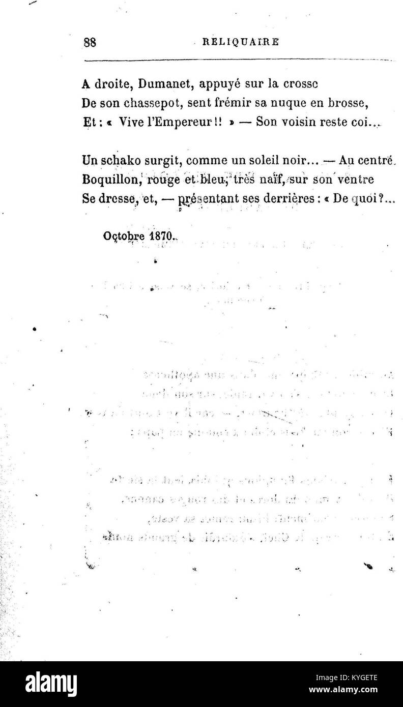 Questa pagina del poema *Poésies* di Rimbaud presenta il poema numero 110, che riflette lo stile letterario e i temi del poeta francese Arthur Rimbaud. Foto Stock
