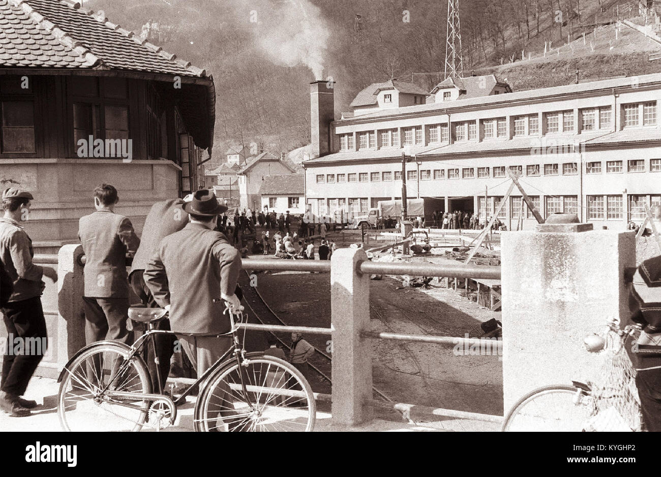 L'incidente minerario del 1961 a Zagorje, in Slovenia, ha coinvolto un grave incidente in una miniera sotterranea, evidenziando i pericoli dell'estrazione del carbone e le condizioni di lavoro in quel momento. Foto Stock