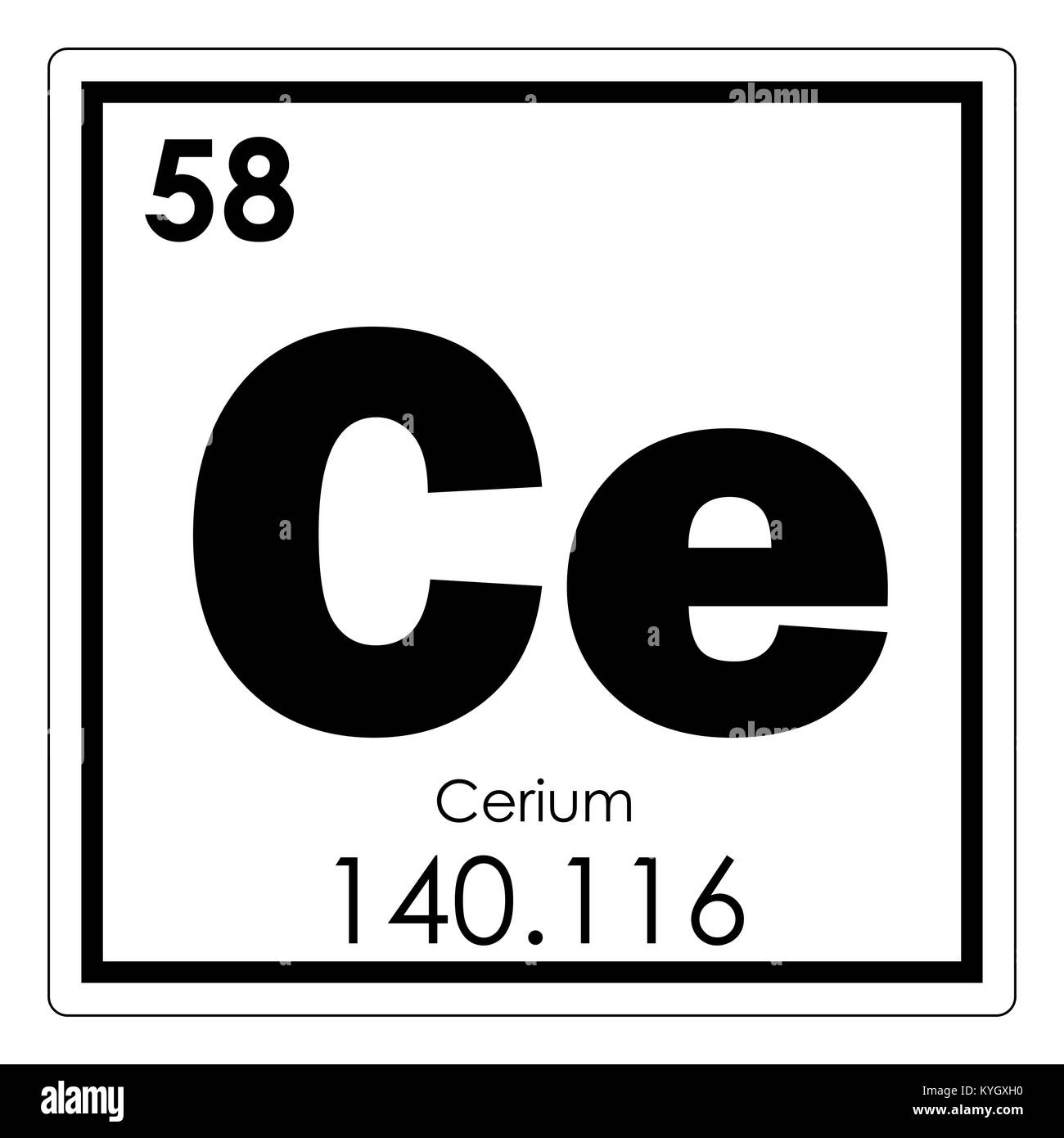 Il Cerio elemento chimico tavola periodica simbolo della scienza Foto Stock
