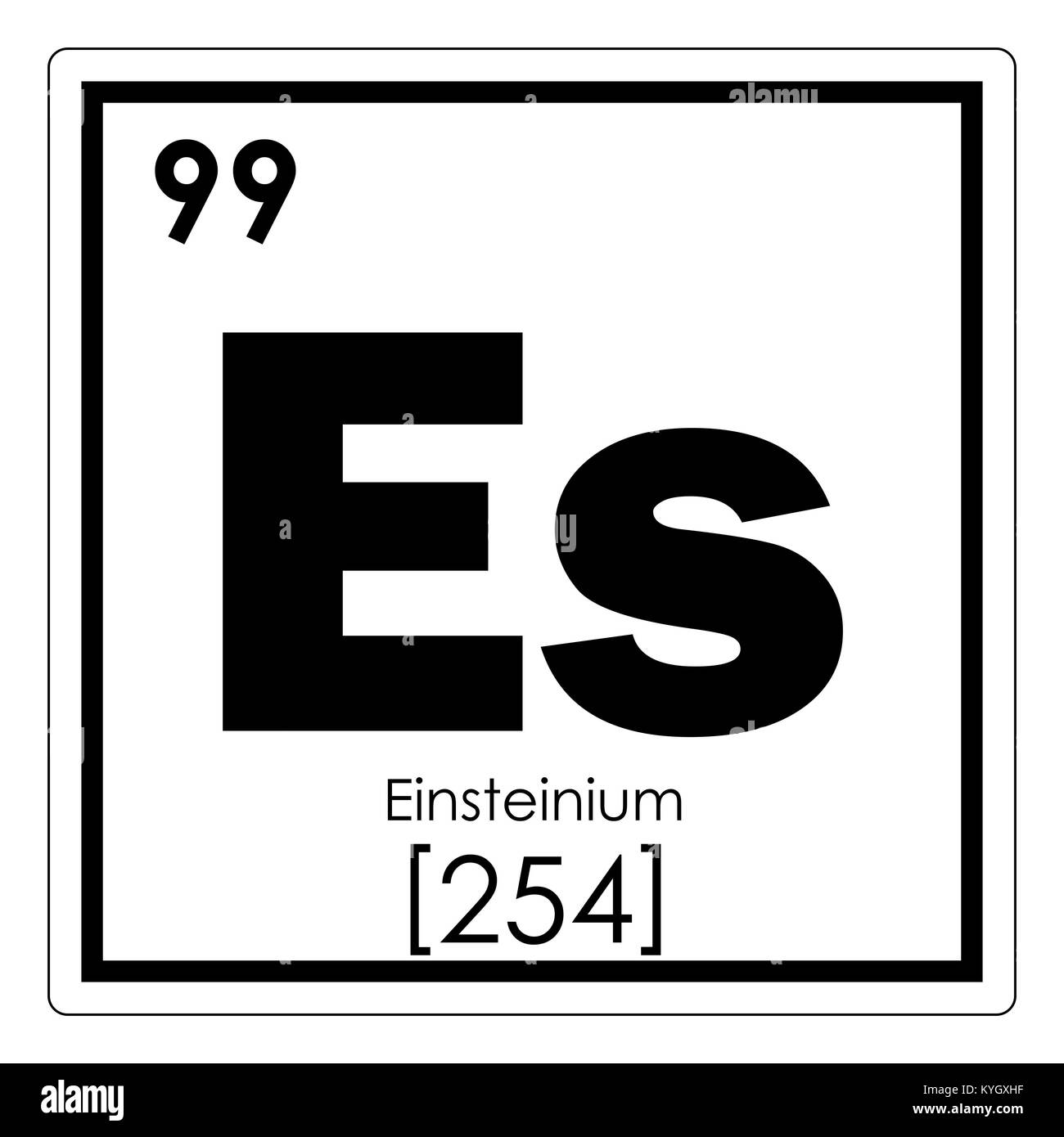 Einsteinium elemento chimico tavola periodica simbolo della scienza Foto Stock