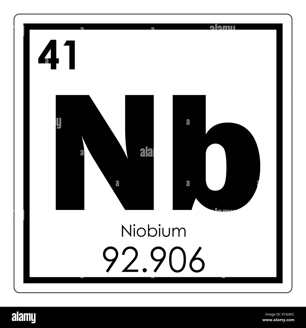 Niobio elemento chimico tavola periodica simbolo della scienza Foto Stock