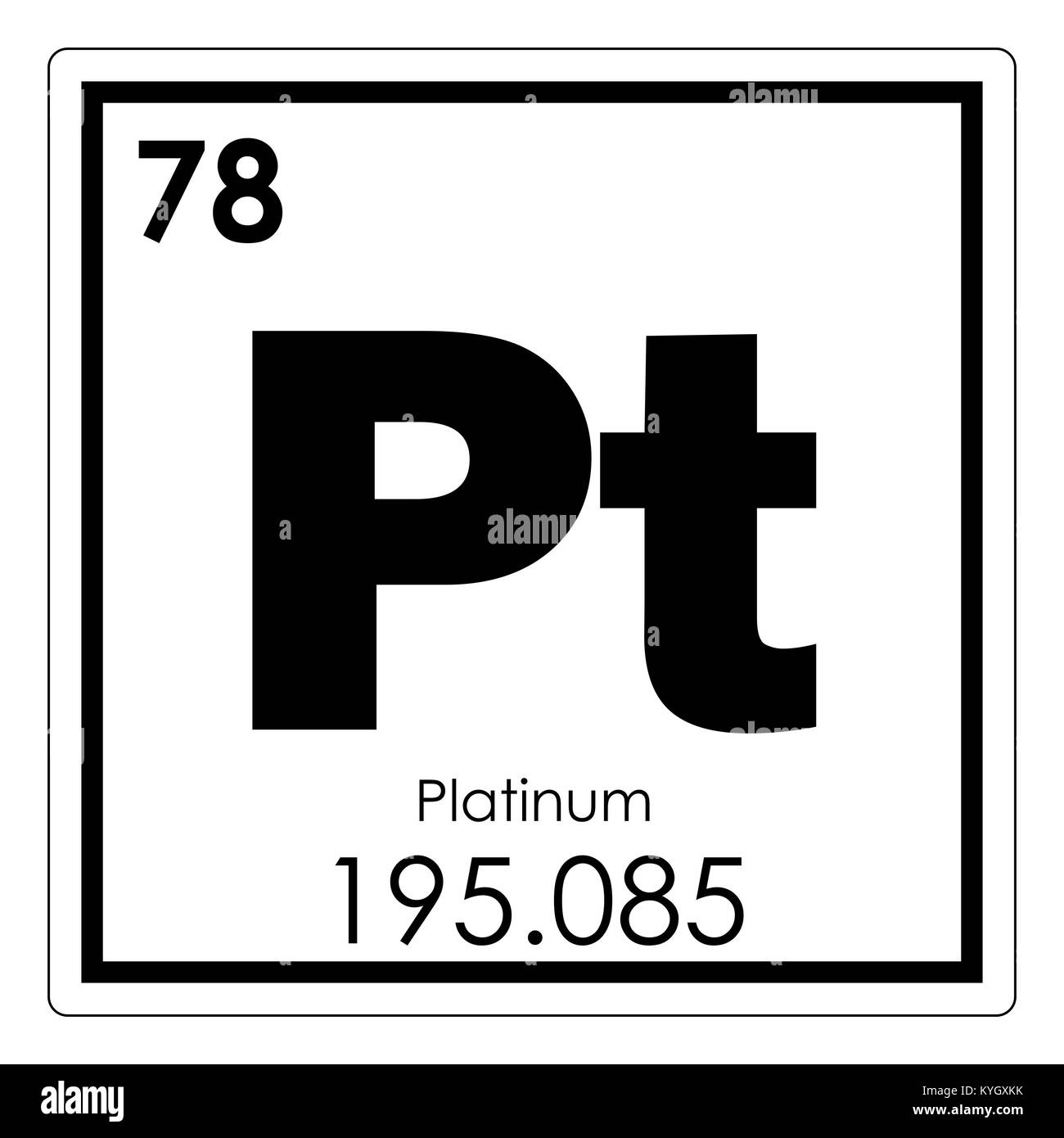 Platinum elemento chimico tavola periodica simbolo della scienza Foto Stock