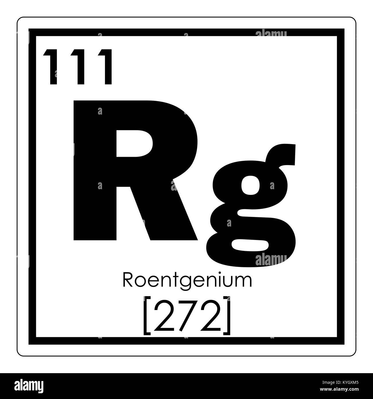 Roentgenio elemento chimico tavola periodica simbolo della scienza Foto Stock