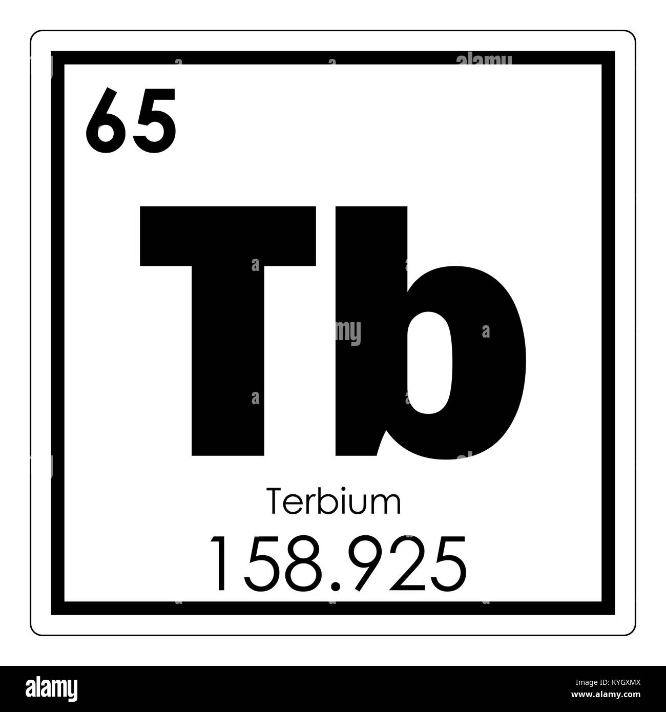 Terbio elemento chimico tavola periodica simbolo della scienza Foto Stock