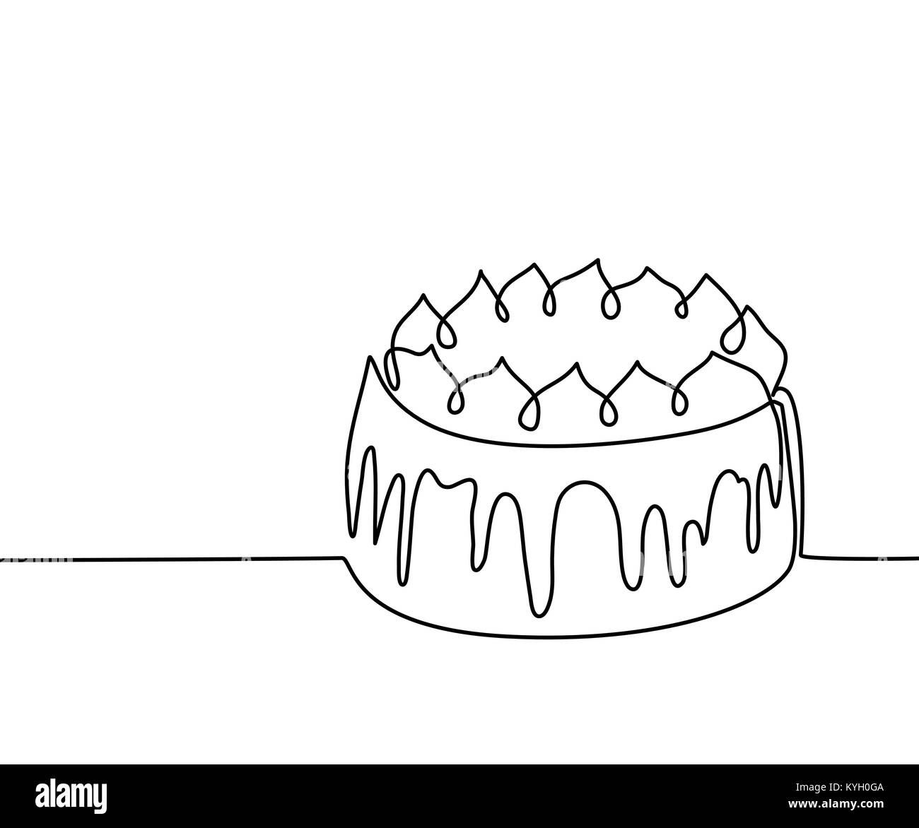 Rappresentazione in linea continua della grande torta Illustrazione Vettoriale Rappresentazione in linea continua della grande torta Illustrazione Vettoriale