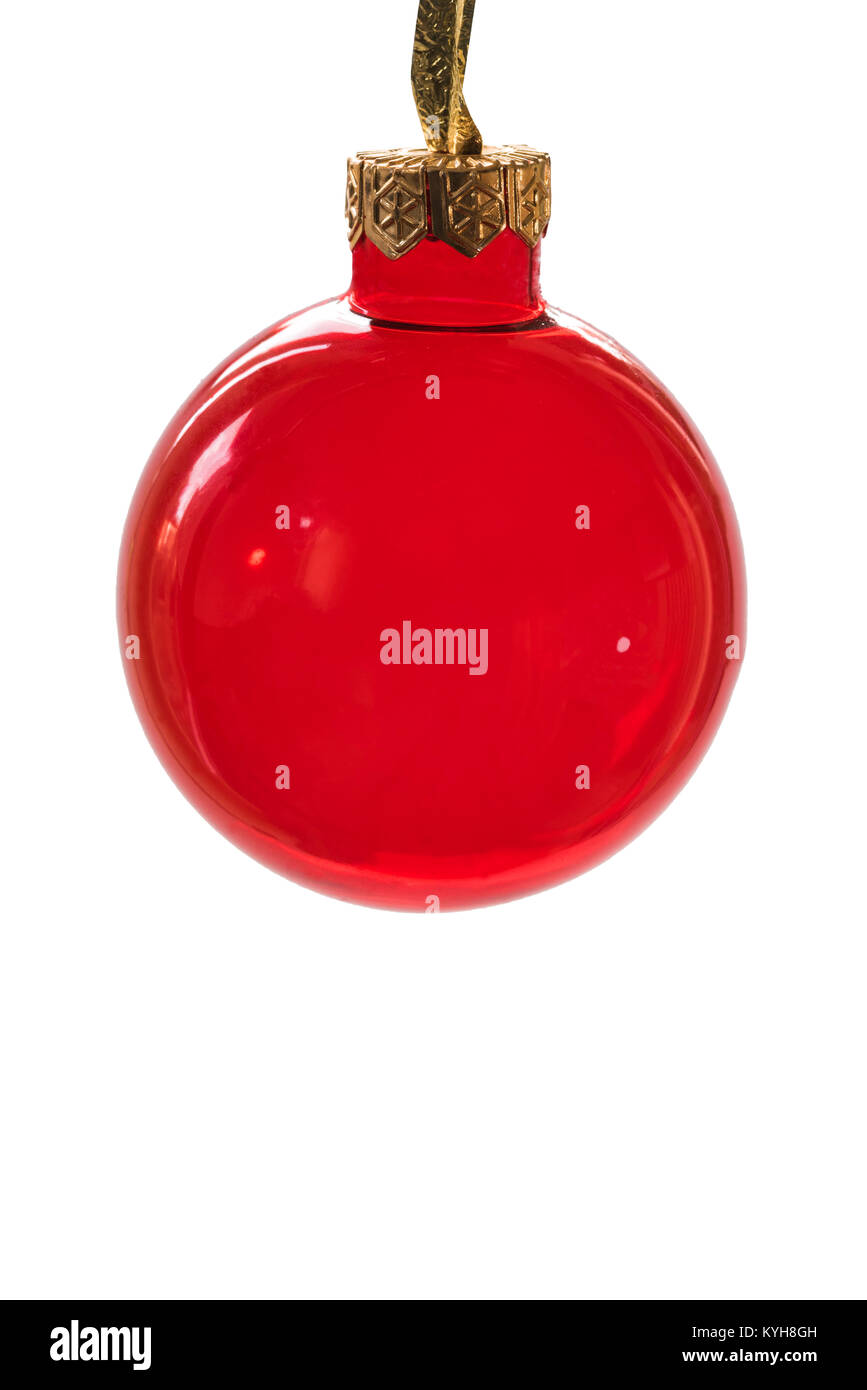 Vetro rosso ninnolo isolato su bianco. Decorazione di Natale ed ornamento. Foto Stock