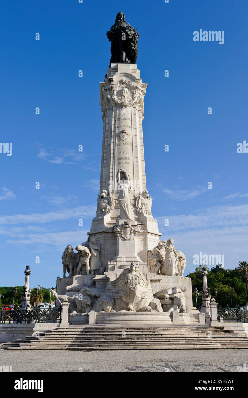 Un monumento di Sebastião José de Carvalho e Melo, primo marchese di Pomba, costruito tra il 1917 e il 1934 e creato da Adães Bermudes, António Couto Foto Stock