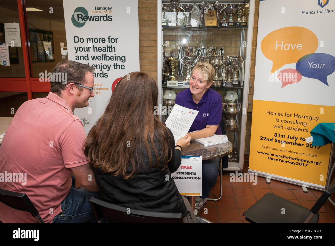 Case di Haringey & Keepmoat rigenerazione evento comunitario, London Borough of Haringey, London REGNO UNITO Foto Stock