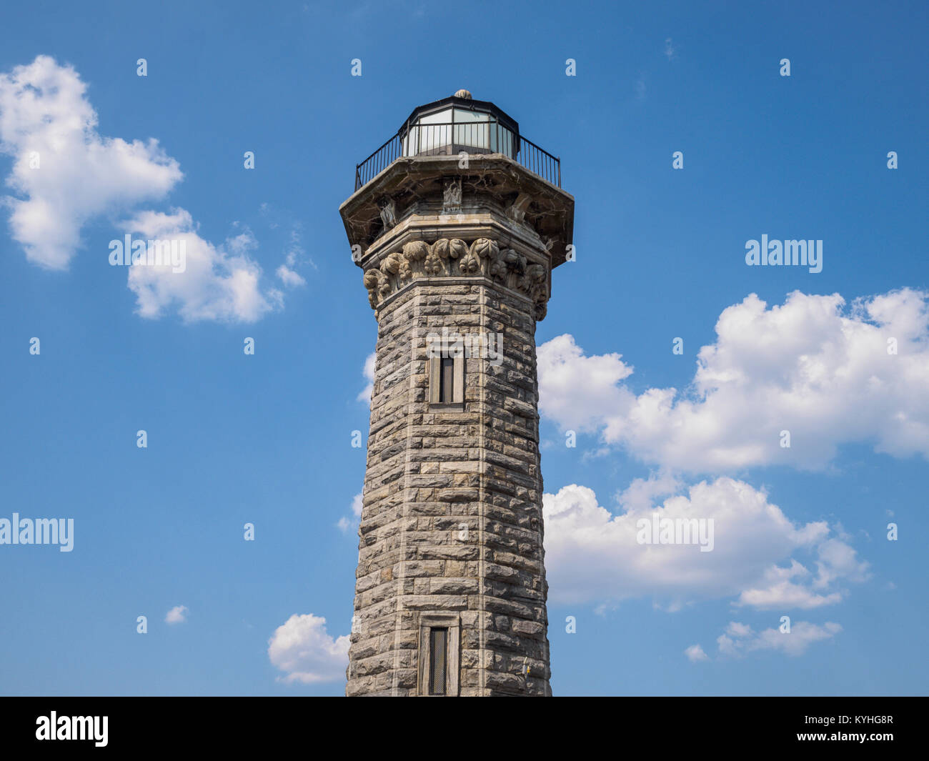 Roosevelt Island Lighthouse, New York, NY. copia uno spazio di più di questo stile gotico ottagonale di pietra Light house e ho intenzione di caricare più. Foto Stock