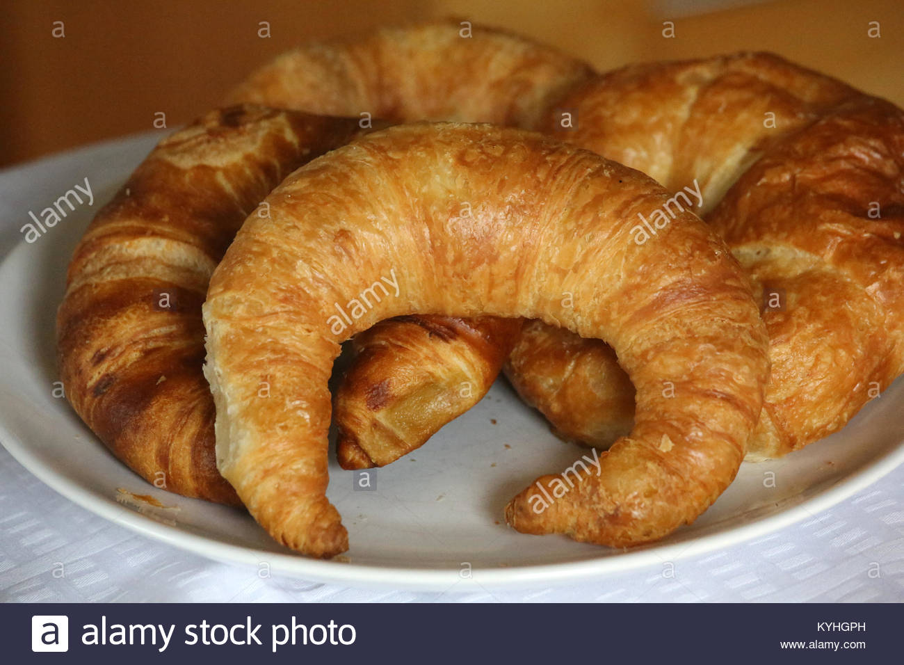 Traballante Bamberg croissant in una cucina francone al momento della colazione Foto Stock