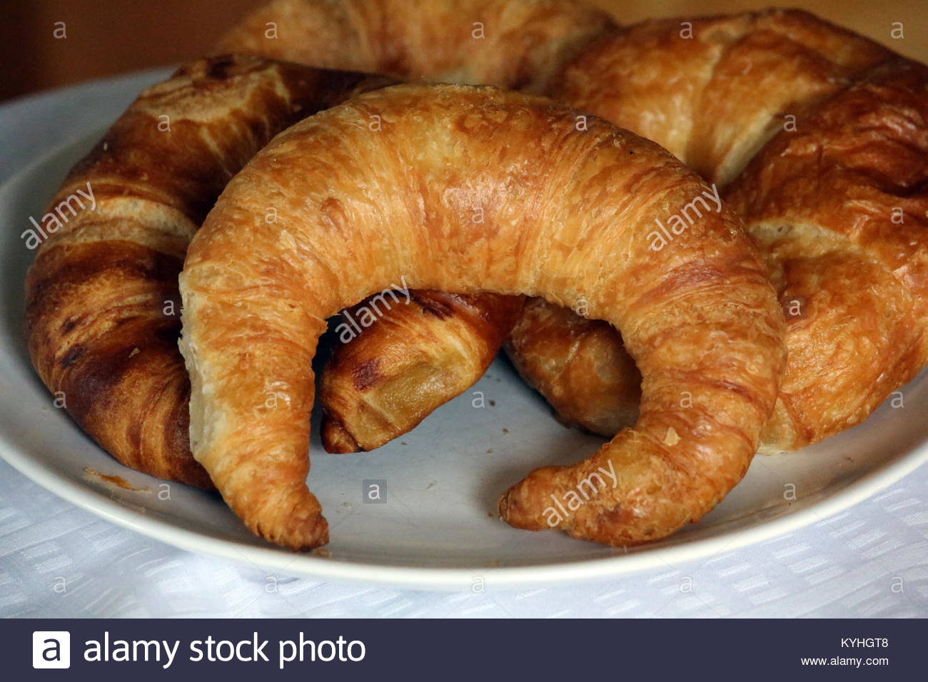 Traballante Bamberg croissant in una cucina francone al momento della colazione Foto Stock