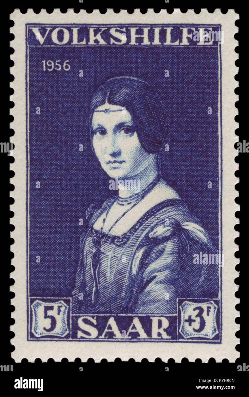 La belle ferronnière è un famoso dipinto di Giovanni Antonio Boltraffio, creato nel 1956. È un esempio di ritrattistica rinascimentale, che mostra tecniche raffinate ed elementi stilistici dell'epoca. Foto Stock