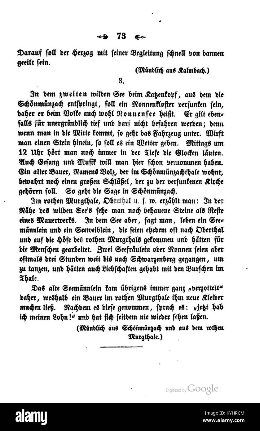 Una pagina del 1852 di Meier 'Sagen Sitten Gebräuche' presenta il folklore e i costumi tedeschi, documentando la vita quotidiana, le credenze e le pratiche sociali delle comunità tedesche del XIX secolo Foto Stock