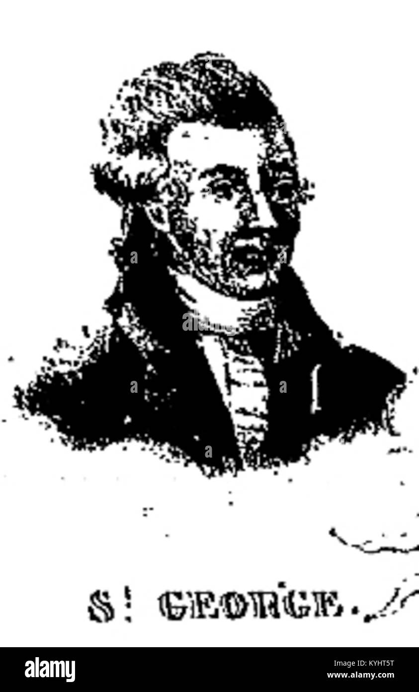 San Giorgio è mostrato su un certificato araldico come maestro d'armi, che rappresenta virtù cavalleresche, tradizione militare e simbolismo araldico. Foto Stock