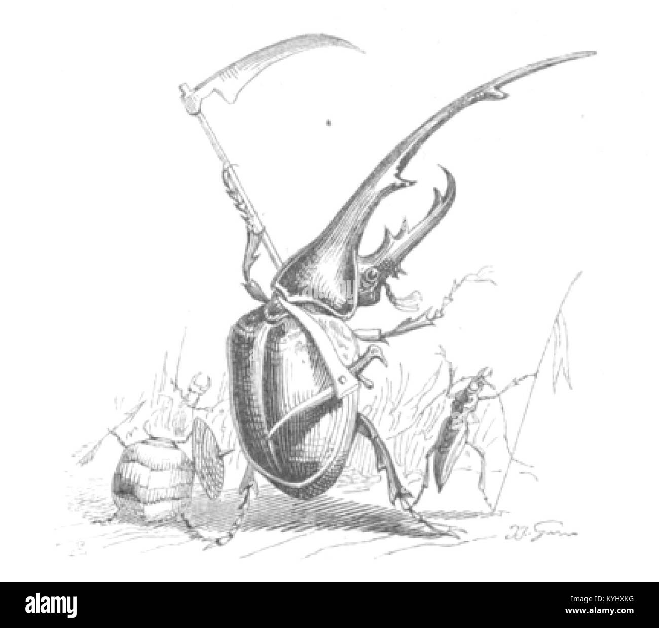 Illustrazione tratta da "Scene di vita privata e pubblica degli animali", volume 2, che mostra il comportamento degli animali, gli habitat e le interazioni sociali nella rappresentazione naturalistica. Foto Stock