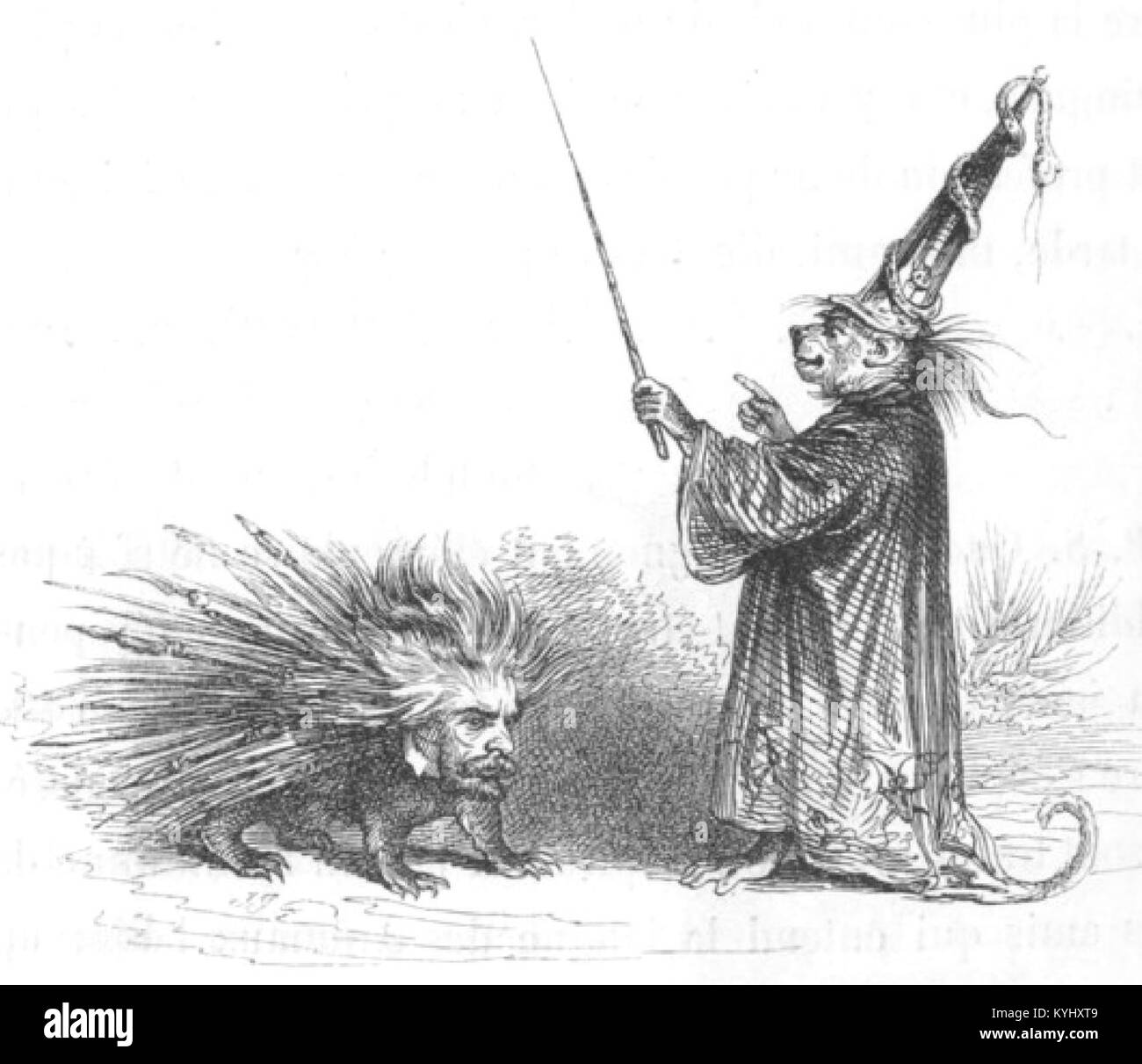 Questa pagina tratta dal volume 2 di "Scene dalla vita privata e pubblica degli animali" descrive comportamenti quotidiani, interazioni sociali e adattamenti ambientali di varie specie animali, domestiche e selvatiche. Foto Stock