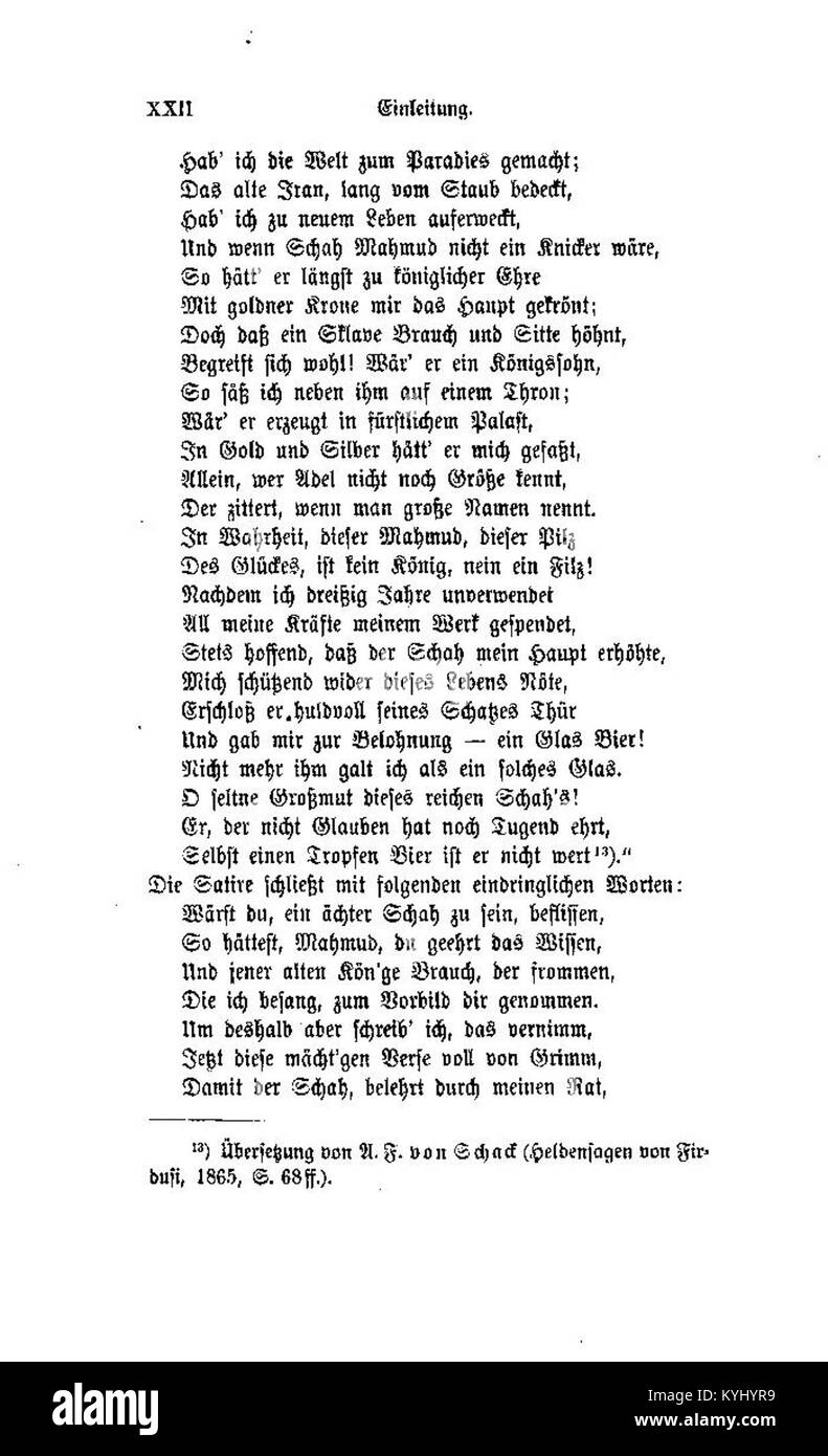 La pagina Schahname con la poesia di Friedrich Rückert rappresenta la tradizione epica persiana, il romanticismo tedesco e la sintesi culturale-letteraria, evidenziando le narrazioni storiche e mitologiche. Foto Stock