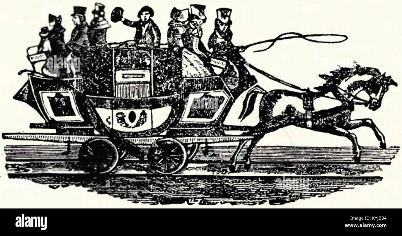 La Stockton & Darlington Railway Union Coach è una storica carrozza ferroviaria proveniente dall'Inghilterra, che illustra i primi trasporti ferroviari e la progettazione di carrozze passeggeri nel XIX secolo. Foto Stock