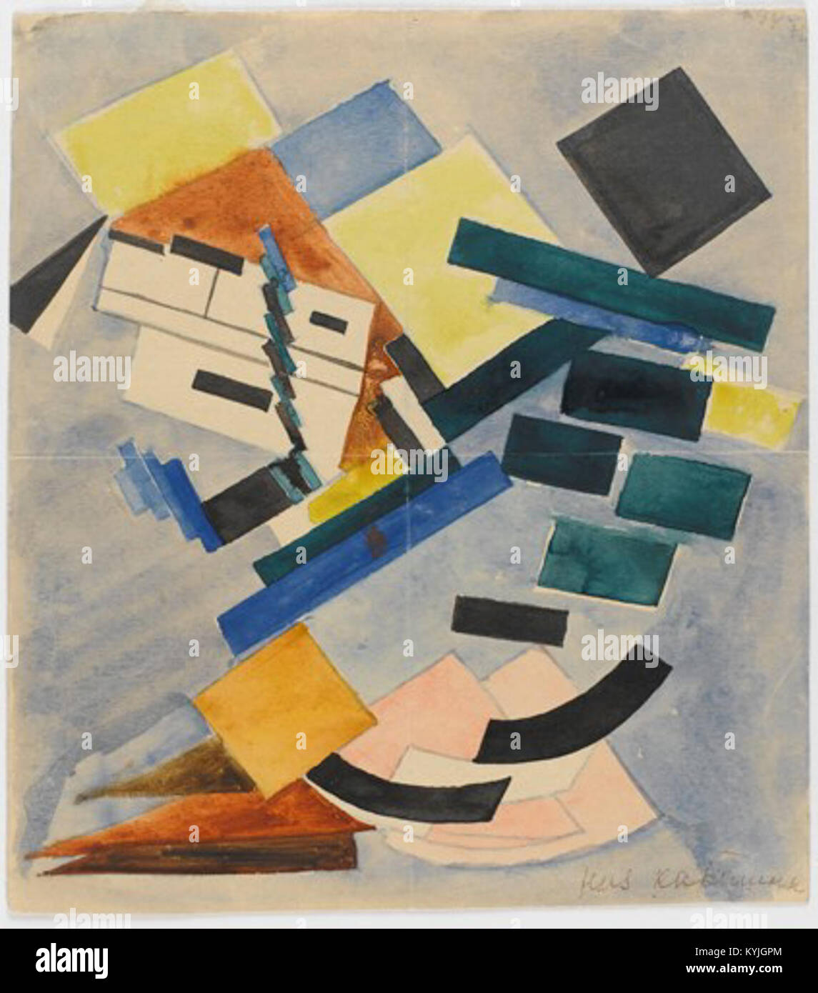 Study for a Suprematist Composition (1916) di Olga Rozanova è un'opera d'arte astratta che esplora forme geometriche e colori nello stile suprematista d'avanguardia russo. Foto Stock