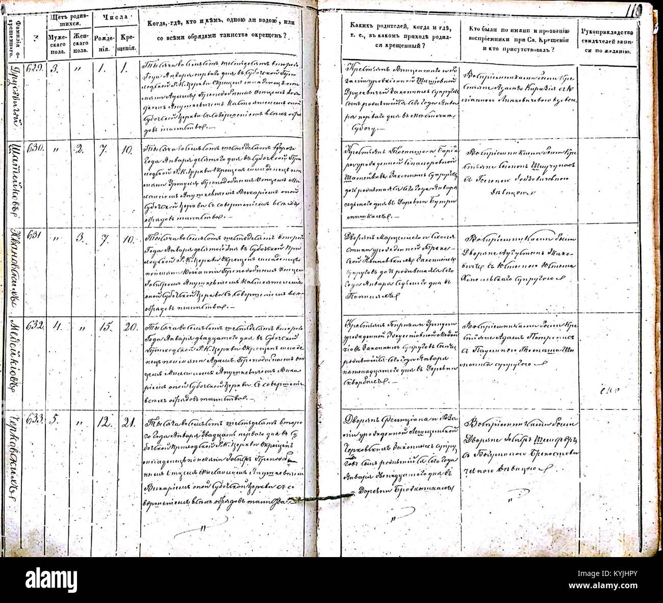 Il registro battesimale di Subaciaus (1858-1864) registra i battesimi cristiani e fa parte della documentazione religiosa archivistica della parrocchia. Foto Stock