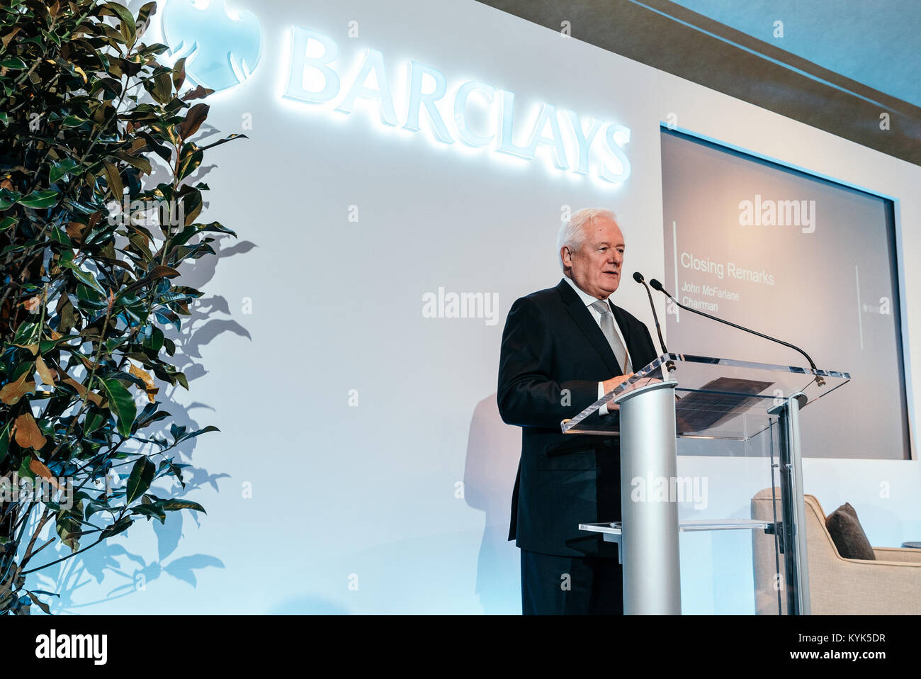 Imprenditore britannico John McFarlane Presidente di Barclays PLC Foto Stock