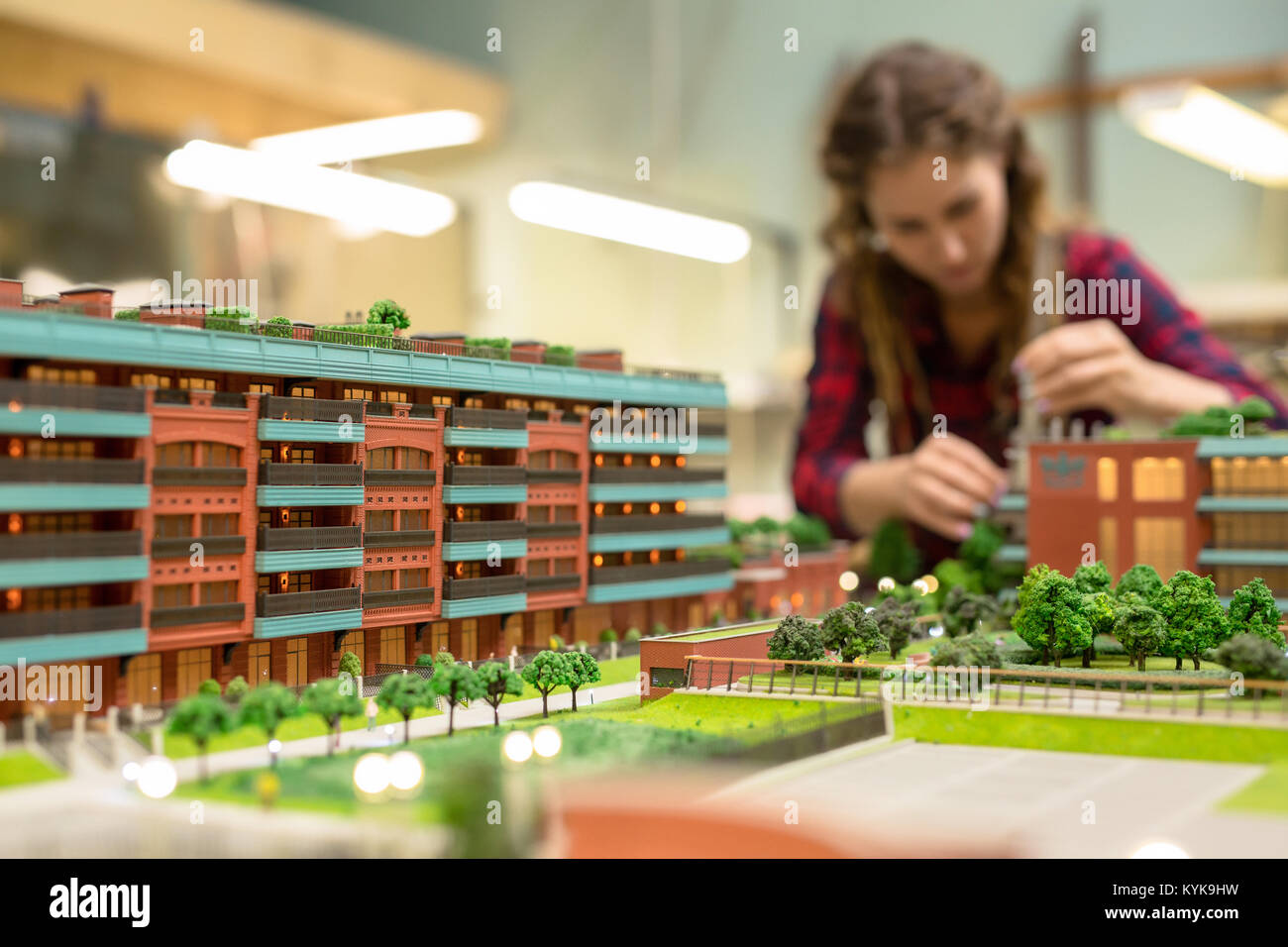 Lavorando su nuovo edificio Foto Stock