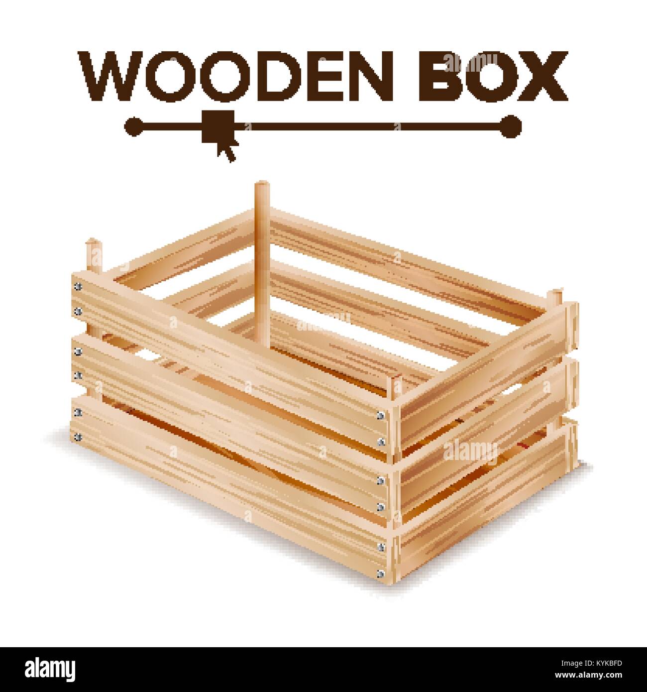 Realistico scatola in legno vettore. Scatola per il trasporto e lo stoccaggio di prodotti. Scatola vuota per frutta e verdure tenere. Illustrazione isolato Illustrazione Vettoriale