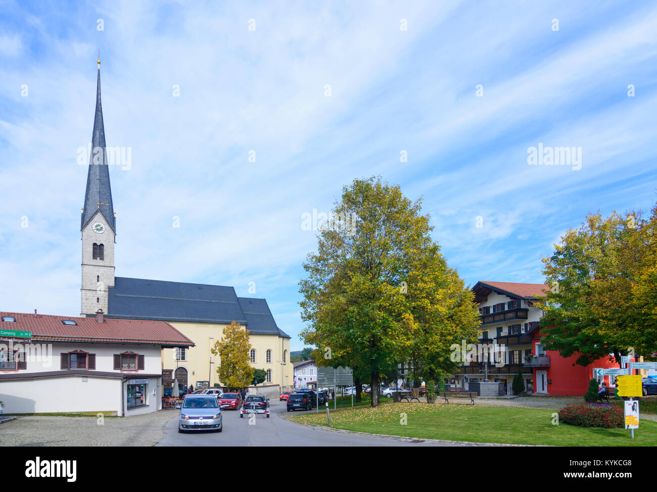 Bergen: chiesa di San Egidio, Oberbayern, Chiemgau, Alta Baviera, Baviera, Baviera, Germania Foto Stock