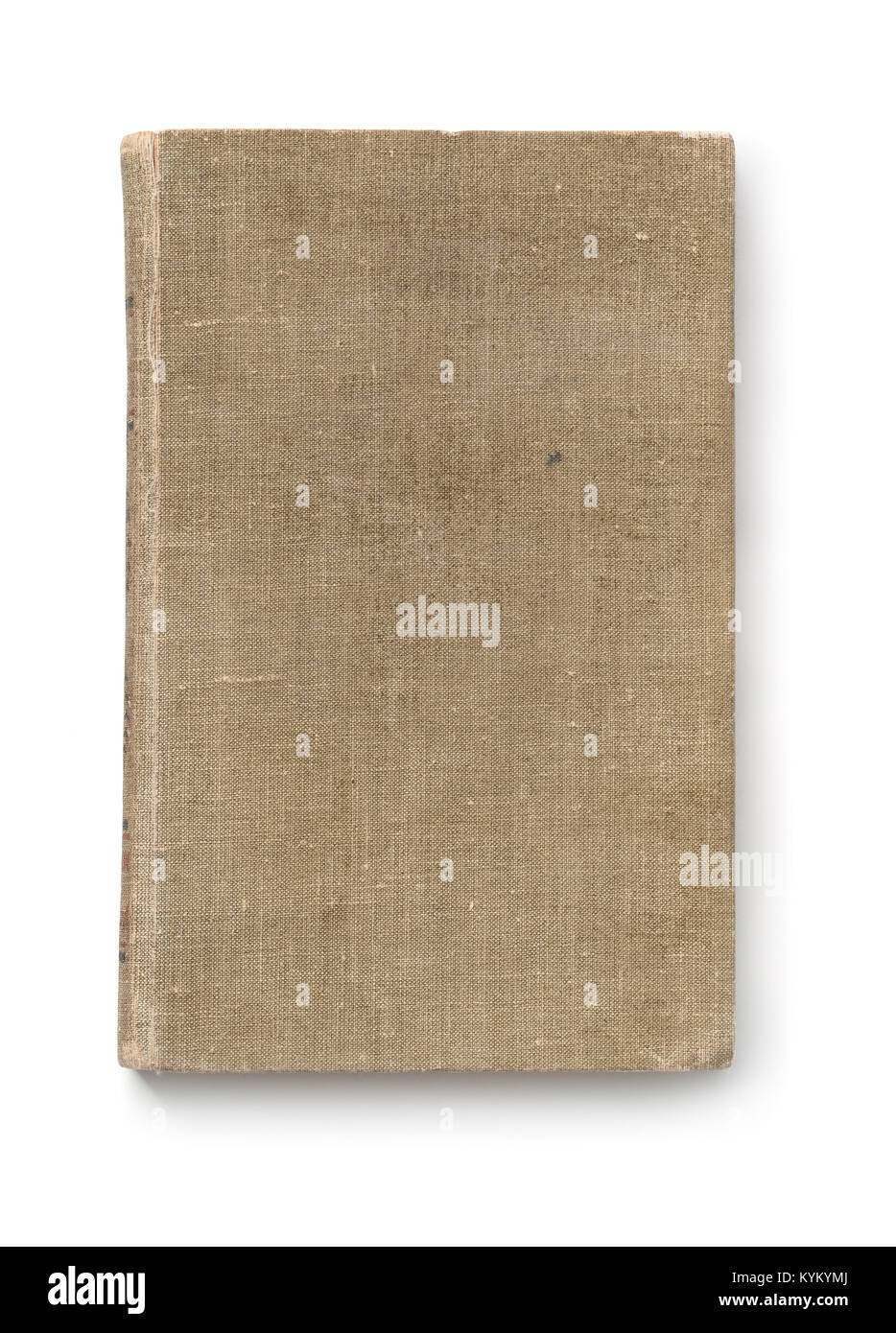 Vista superiore del vecchio libro coperchio isolato su bianco Foto Stock