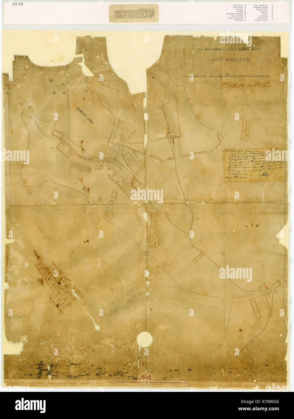 Un'immagine storica dell'indagine di Phillip sugli insediamenti nel nuovo Galles del Sud, del 1792, che documenta i primi insediamenti europei in Australia. Foto Stock