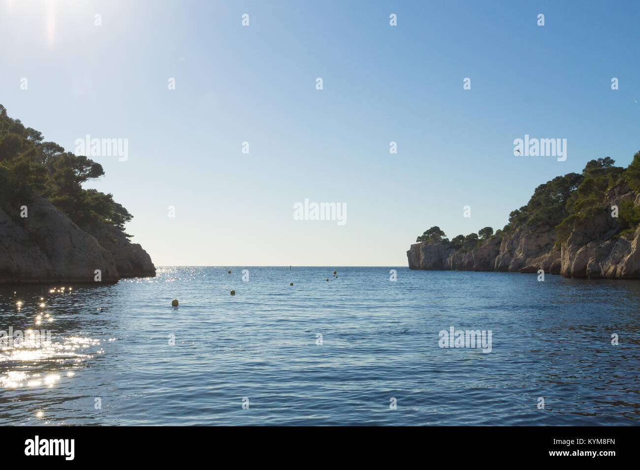 La bellissima natura dei Calanchi sul litorale azzurro della Francia. Calanchi Parco Nazionale nei pressi di Marsiglia. Natura e outdoor Foto Stock