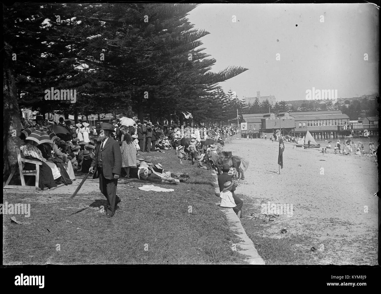 Una collezione di negativi di vetro raffiguranti le regioni di Clovelly, Coogee e Manly a Sydney, Australia, mostrando paesaggi storici della città e viste sulla spiaggia dall'inizio del XX secolo. Foto Stock