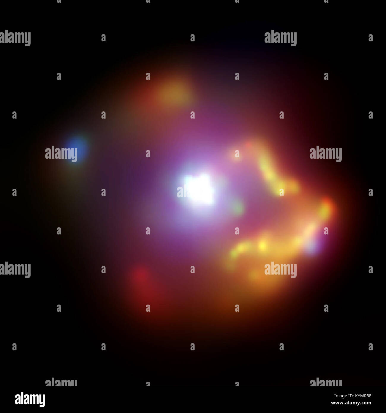 Un'immagine di un residuo di supernova nella grande Nuvola di Magellano, catturata dall'Osservatorio dei raggi X di Chandra, che mostra le conseguenze di un'esplosione stellare in una vicina galassia. Foto Stock